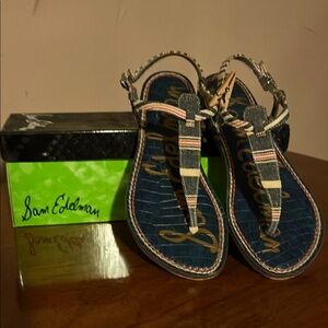 Sam Edelman Blue and Red Sandals.